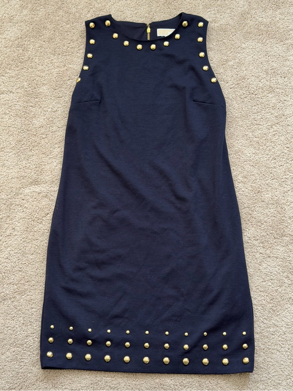 Michael Kors shift dress accented with gleaming gold-tone dome studs medium